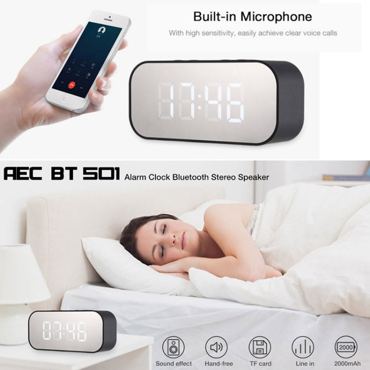 AEC BT501 Bluetooth 5.0 Mini Speaker with LED & Alarm Clock & Clock & Mirror, Support 32G TF Card(Pink) - Mini Speaker by AEC | Online Shopping UK | buy2fix