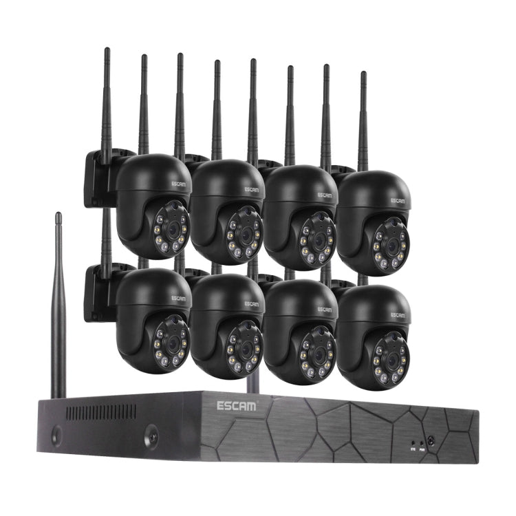 ESCAM WNK618 3.0 Million Pixels 8-channel Wireless Dome Camera HD NVR Security System, Support Motion Detection & Two-way Audio & Full-color Night Vision & TF Card, AU Plug - Security by ESCAM | Online Shopping UK | buy2fix