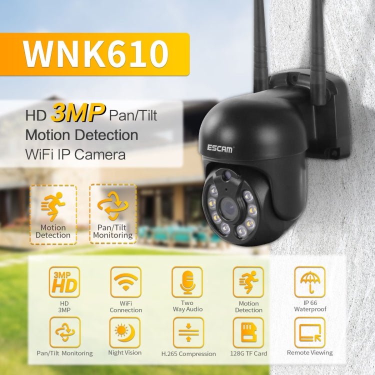 ESCAM WNK610 3.0 Million Pixels Wireless Dome IP Camera, Support Motion Detection & Two-way Audio & Full-color Night Vision & TF Card, AU Plug - Security by ESCAM | Online Shopping UK | buy2fix