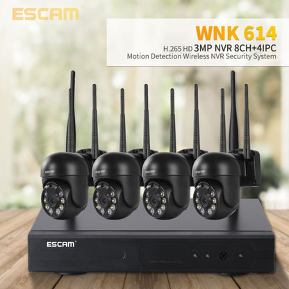 ESCAM WNK614 HD 3.0 Million Pixels 8-channel Wireless + 4IPC Wireless NVR Security System, UK Plug - Security by ESCAM | Online Shopping UK | buy2fix