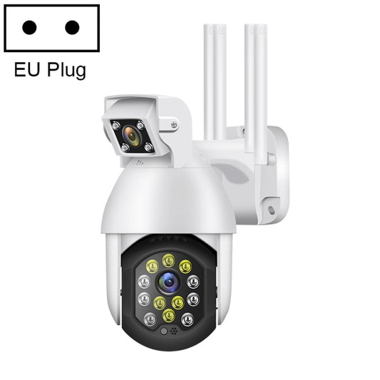 QX41 1080P 2.0MP Dual Lens IP66 Waterproof Panoramic PTZ WIFI Camera, Support Day and Night Full Color & Two-way Voice Intercom & Smart Alarm & Video Playback & 128GB TF Card, EU Plug - Security by buy2fix | Online Shopping UK | buy2fix