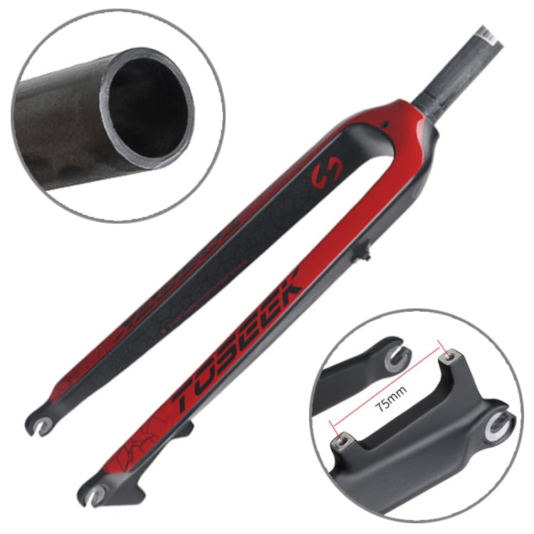 TOSEEK Ultra Light 27.5 Inch 405mm Mountain Bike Full Carbon Front Fork Straight Head Tube Disc Brake(Red) - Front Fork by TOSEEK | Online Shopping UK | buy2fix