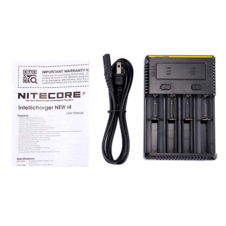 Nitecore NEW i4 Intelligent Digi Smart Charger with LED Indicator for 14500, 16340 (RCR123), 18650, 22650, 26650, Ni-MH and Ni-Cd (AA, AAA) Battery - Consumer Electronics by buy2fix | Online Shopping UK | buy2fix