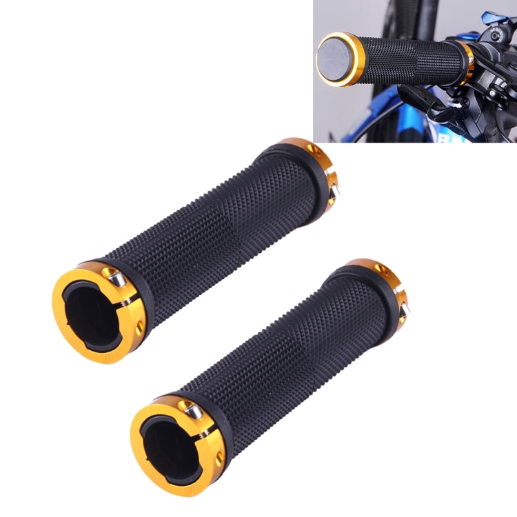 OQSPORT 2 PCS Bike Hand Grips Bilateral Lock Straight Barrel MTB Bicycle Anti-slip Handlebar Grips(Gold) - Outdoor & Sports by buy2fix | Online Shopping UK | buy2fix