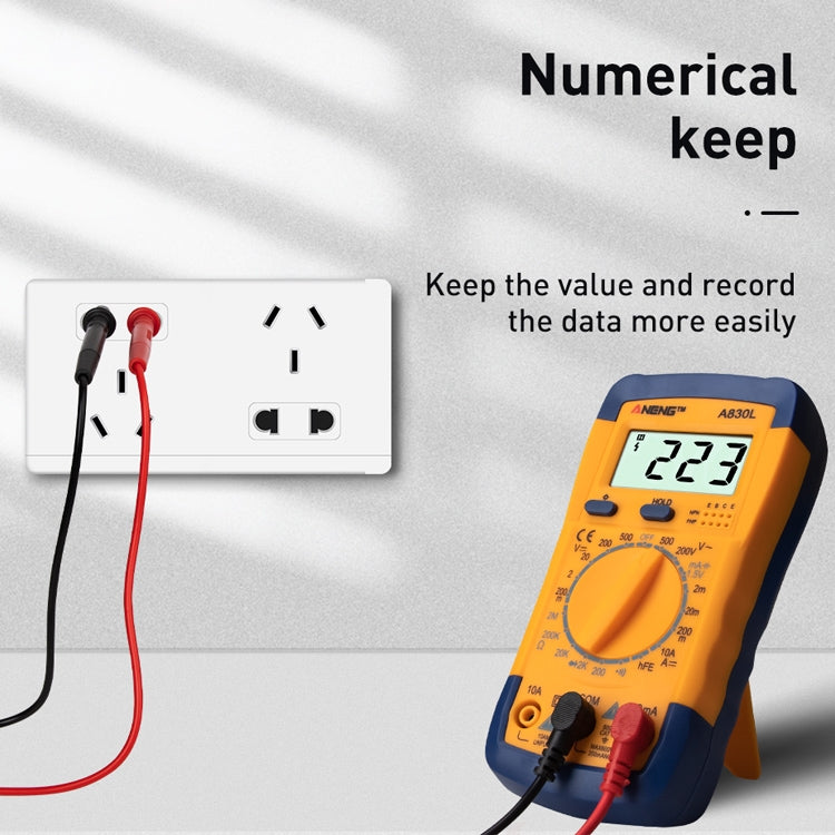 ANENG A830L Handheld Multimeter Household Electrical Instrument (Yellow Grey) - Current & Voltage Tester by ANENG | Online Shopping UK | buy2fix