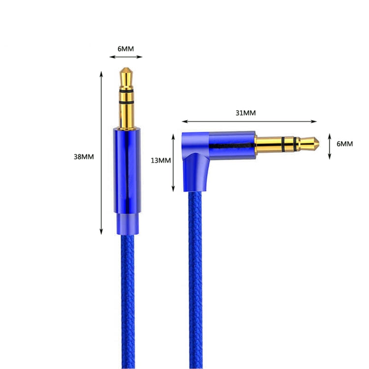 AV01 3.5mm Male to Male Elbow Audio Cable, Length: 1.5m (Blue) - Aux Cable by buy2fix | Online Shopping UK | buy2fix