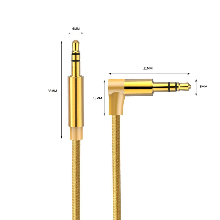 AV01 3.5mm Male to Male Elbow Audio Cable, Length: 2m(Gold) - Aux Cable by buy2fix | Online Shopping UK | buy2fix