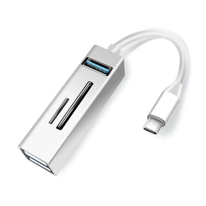 15102 5 in 1 USB-C / Type-C to USB3.0 + SD / TF Card Reader HUB Adapter (Silver) - Computer & Networking by buy2fix | Online Shopping UK | buy2fix