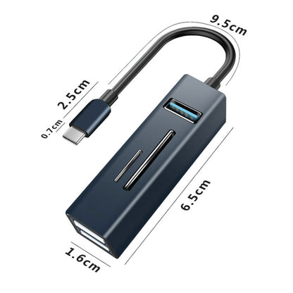 15102 5 in 1 USB-C / Type-C to USB3.0 + SD / TF Card Reader HUB Adapter (Blue) - Computer & Networking by buy2fix | Online Shopping UK | buy2fix