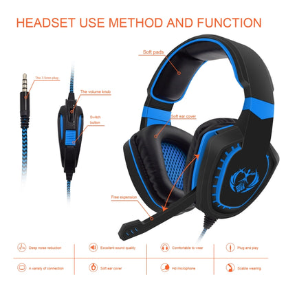 SADES AH-28 3.5mm Plug Wire-controlled Noise Reduction E-sports Gaming Headset with Retractable Microphone, Cable Length: 2m(Black Blue) - Multimedia Headset by SADES | Online Shopping UK | buy2fix