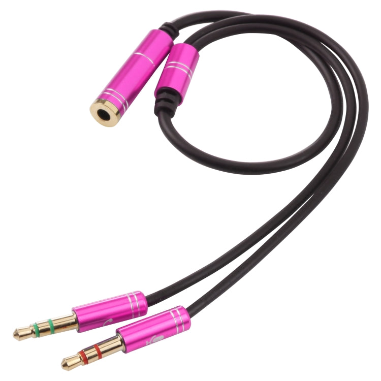 3.5mm Female to 2 x 3.5mm Male Adapter Cable(Rose Red) - Aux Cable by buy2fix | Online Shopping UK | buy2fix