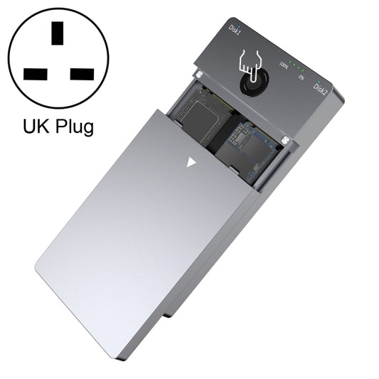 Rocketek ME921 USB3.1 Gen2 Dual M.2 Solid State Drive Box NVMe Docking Station, UK Plug - HDD Enclosure by ROCKETEK | Online Shopping UK | buy2fix