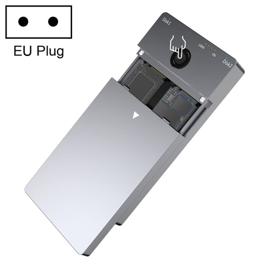 Rocketek ME921 USB3.1 Gen2 Dual M.2 Solid State Drive Box NVMe Docking Station, EU Plug - HDD Enclosure by ROCKETEK | Online Shopping UK | buy2fix