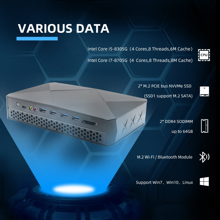 HYSTOU F9 Windows 10 / Linux System Gaming Mini PC, Intel Core i7-8809G 4 Core 8M Cache up to 4.20GHz, 32GB RAM+ 512GB SSD, UK Plug - Windows Mini PCs by HYSTOU | Online Shopping UK | buy2fix