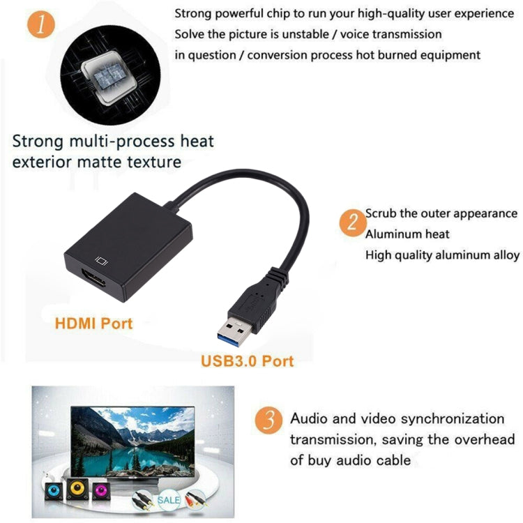 External Graphics Card Converter Cable USB3.0 to HDMI(Black) - Computer & Networking by buy2fix | Online Shopping UK | buy2fix