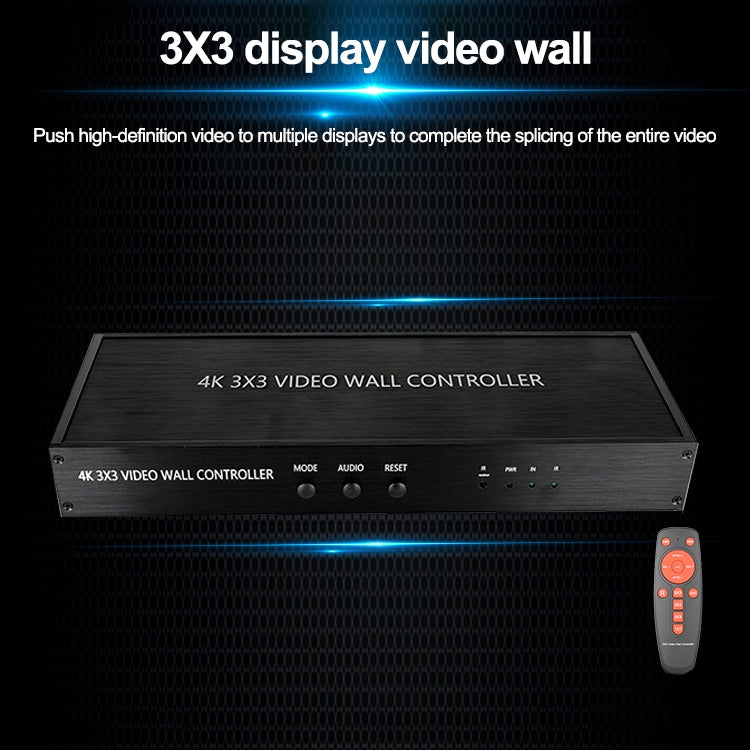 NK-BT88 4K 3X3 HDMI Video Wall Controller Multi-screen Splicing Processor with Remote Controller - Splitter by buy2fix | Online Shopping UK | buy2fix