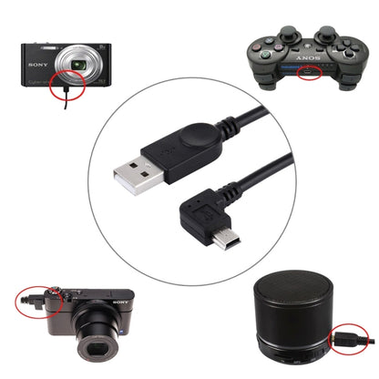 90 Degree Angle Left Mini USB to USB Data / Charging Cable, Length: 28cm - USB Cable by buy2fix | Online Shopping UK | buy2fix