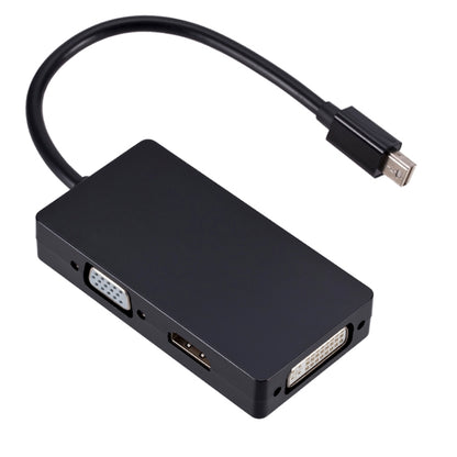 Mini DP to HDMI + DVI + VGA Rectangle Multi-function Converter, Cable Length: 28cm(Black) -  by buy2fix | Online Shopping UK | buy2fix