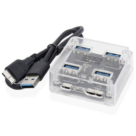 USB3.0 4 in 1 Multifunctional Desktop Square Transparent HUB - USB HUB by buy2fix | Online Shopping UK | buy2fix