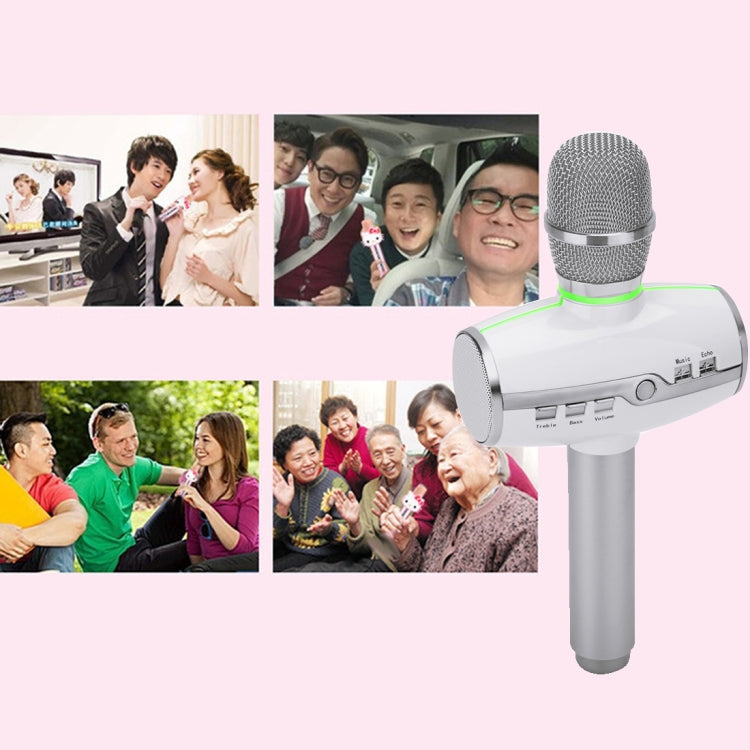 H9 High Sound Quality Handheld KTV Karaoke Recording Colorful RGB Neon Lights Bluetooth Wireless Condenser Microphone, For Notebook, PC, Speaker, Headphone, iPad, iPhone, Galaxy, Huawei, Xiaomi, LG, HTC and Other Smart Phones(Silver) - Consumer Electronics by buy2fix | Online Shopping UK | buy2fix