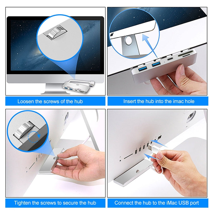 Rocketek For iMac USB3.0 x 3 + SD / TF Multi-function HUB Expansion Dock - Computer & Networking by ROCKETEK | Online Shopping UK | buy2fix