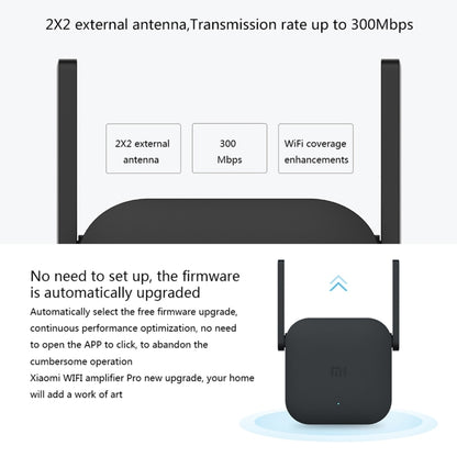 Original Xiaomi Mi WiFi Amplifier Pro 300Mbps WiFi Smart Extender Router with 2x2 External Antennas, US Plug(Black) -  by Xiaomi | Online Shopping UK | buy2fix