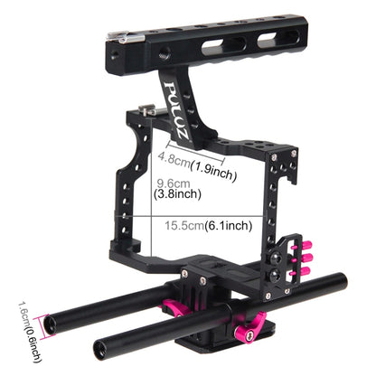 PULUZ Camera Cage Handle Stabilizer for Sony A7 & A7S & A7R, A7 II & A7R II & A7S II, A7R III & A7S III, A7R IV, A6000, A6500, A6300, Panasonic Lumix DMC-GH4(Rose Red) - Camera Accessories by PULUZ | Online Shopping UK | buy2fix