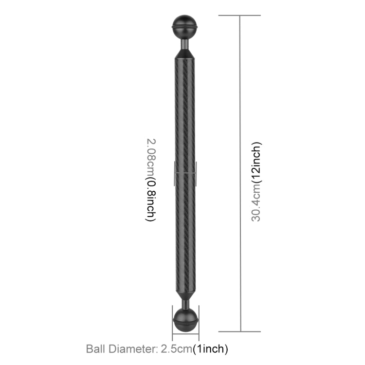 PULUZ  12 inch 30.4cm Length 20.8mm Diameter Dual Balls Carbon Fiber Floating Arm, Ball Diameter: 25mm(Black) - Camera Accessories by PULUZ | Online Shopping UK | buy2fix