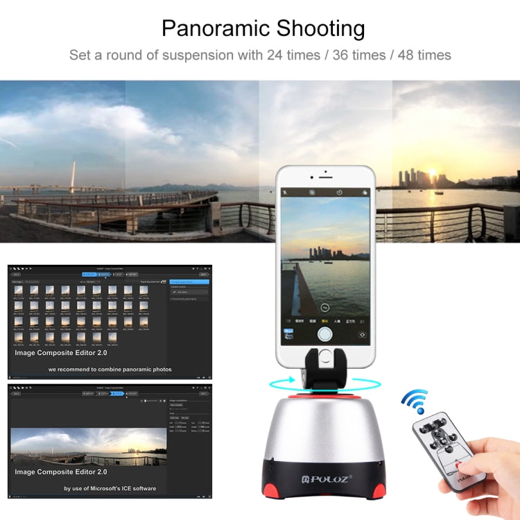 PULUZ Electronic 360 Degree Rotation Panoramic Head with Remote Controller for Smartphones, GoPro, DSLR Cameras(Red) - Camera Accessories by PULUZ | Online Shopping UK | buy2fix