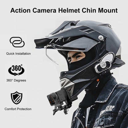 PULUZ Motorcycle Helmet Chin Clamp Mount for GoPro and Other Action Cameras (Black) - Helmet Mount by PULUZ | Online Shopping UK | buy2fix