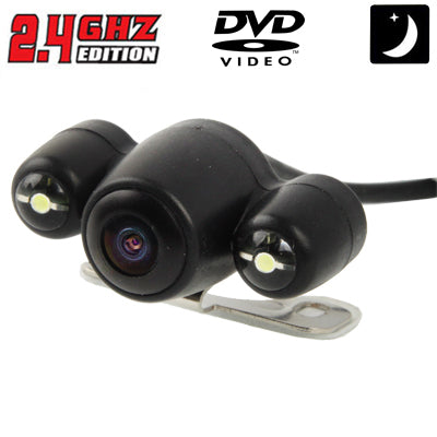 2.4G Wireless DVD Night Vision Car Rear View Backup Camera with 2 LED, Wide viewing angle: 120°(WX808EBS)(Black) - In Car by buy2fix | Online Shopping UK | buy2fix