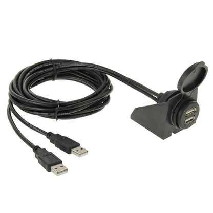 2 USB 2.0 Male to Female Extension Cable with Car Flush Mount, Length: 2m - In Car by buy2fix | Online Shopping UK | buy2fix