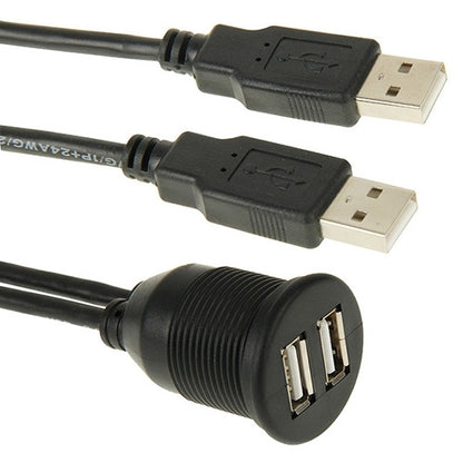 2 USB 2.0 Male to Female Extension Cable with Car Flush Mount, Length: 2m - In Car by buy2fix | Online Shopping UK | buy2fix