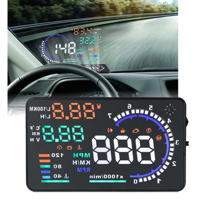 A8 5.5 inch Car OBDII HUD Warning System Vehicle-mounted Head Up Display Projector with LED, Support Fuel Consumption & Over Speed Alarm & Water Temperature & Fault Diagnosis - Head Up Display System by buy2fix | Online Shopping UK | buy2fix