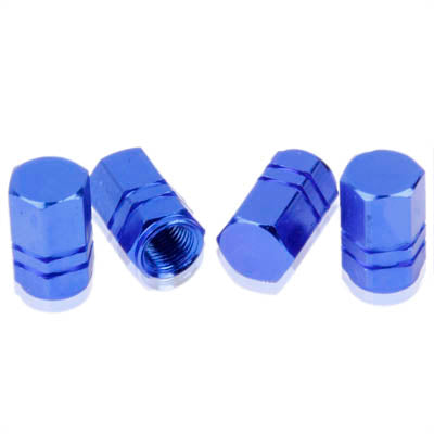 Blue Anodized Aluminum Tire Valve Stem Caps 4 pcs(Blue) - In Car by buy2fix | Online Shopping UK | buy2fix