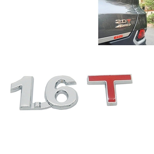 3D Universal Decal Chromed Metal 1.6T Car Emblem Badge Sticker Car Trailer Gas Displacement Identification, Size: 8.5x2.5 cm - 3D Metal Sticker by buy2fix | Online Shopping UK | buy2fix