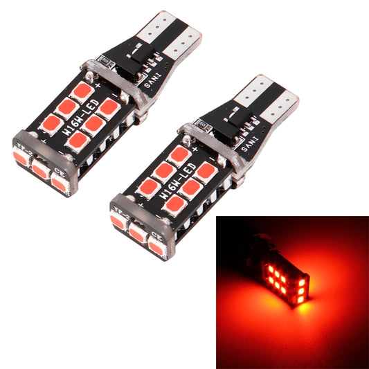 2 PCS T15 3W Red Light 300LM SMD 2835 LED Car Rear Fog Lamp / Backup Light for Vehicles, DC 12V - In Car by buy2fix | Online Shopping UK | buy2fix