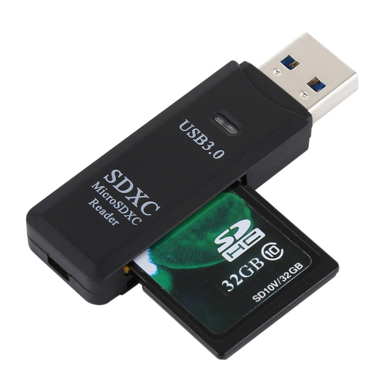 2 in 1 USB 3.0 Card Reader, Super Speed 5Gbps, Support SD Card / TF Card(Black) -  by buy2fix | Online Shopping UK | buy2fix