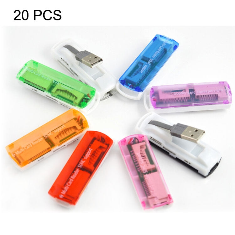 20 PCS USB 2.0 Multi Card Reader, Support SD / MMC, MS, TF, M2 Card, Random Color Delivery -  by buy2fix | Online Shopping UK | buy2fix