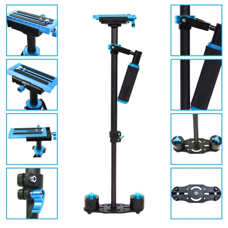 YELANGU 38.5-61cm Carbon Fiber Handheld Stabilizer for DSLR & DV Digital Video & Cameras, Capacity Range 0.5-3kg(Blue) - Camera Accessories by YELANGU | Online Shopping UK | buy2fix