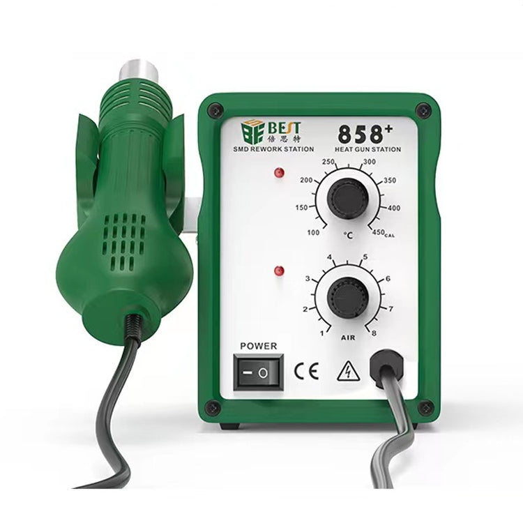 BEST BST-858+ AC 220V 50Hz 650W Adjustable Temperature Unleaded Hot Air Gun with Helical Wind(Green) - Heat Guns by buy2fix | Online Shopping UK | buy2fix