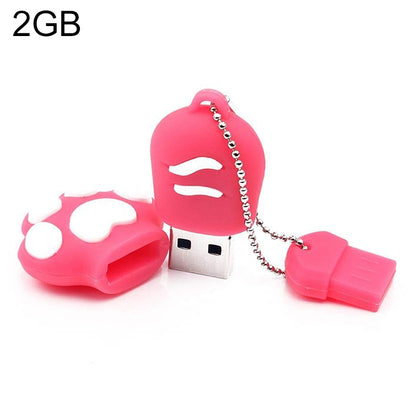 2GB Bear Paw Shaped Silicone USB 2.0 Flash Disk with Anti Dust Cup(Red plum) - USB Flash Drives by buy2fix | Online Shopping UK | buy2fix