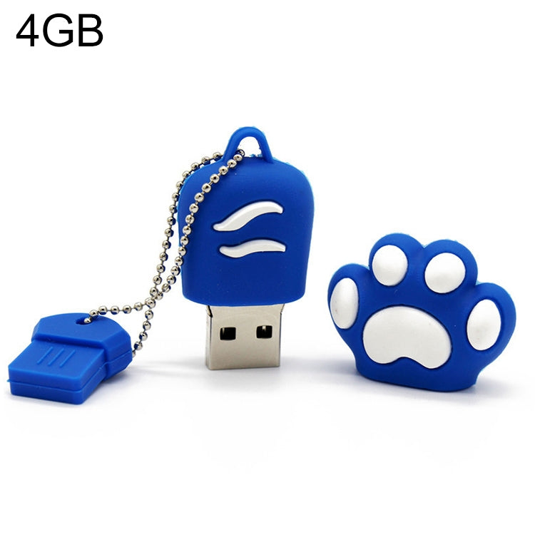 4GB Bear Paw Shaped Silicone USB 2.0 Flash Disk with Anti Dust Cup(Blue) - USB Flash Drives by buy2fix | Online Shopping UK | buy2fix