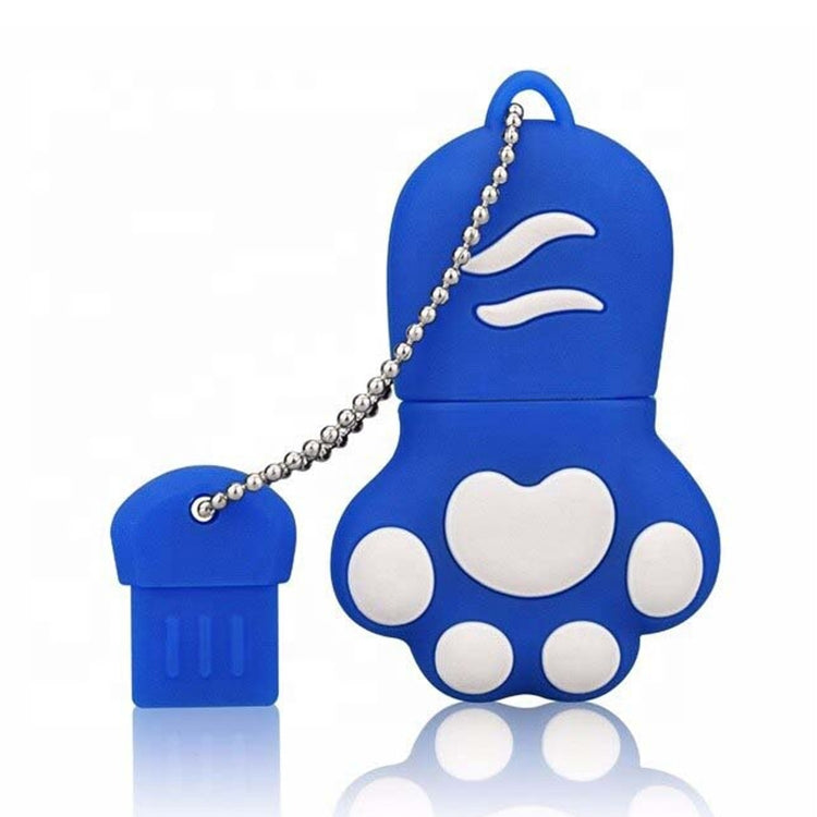 4GB Bear Paw Shaped Silicone USB 2.0 Flash Disk with Anti Dust Cup(Blue) - USB Flash Drives by buy2fix | Online Shopping UK | buy2fix