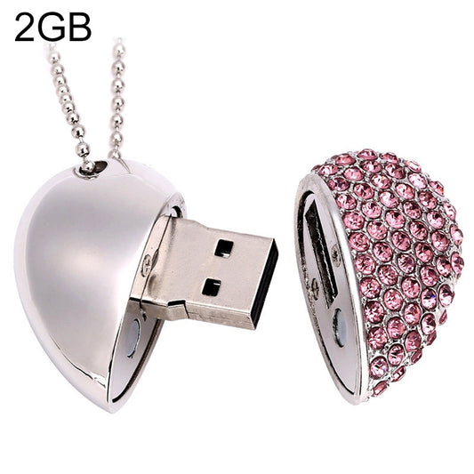 Heart Shaped Diamond Jewelry USB Flash Disk, Special for Valentines Day Gifts (2GB) - USB Flash Drives by buy2fix | Online Shopping UK | buy2fix