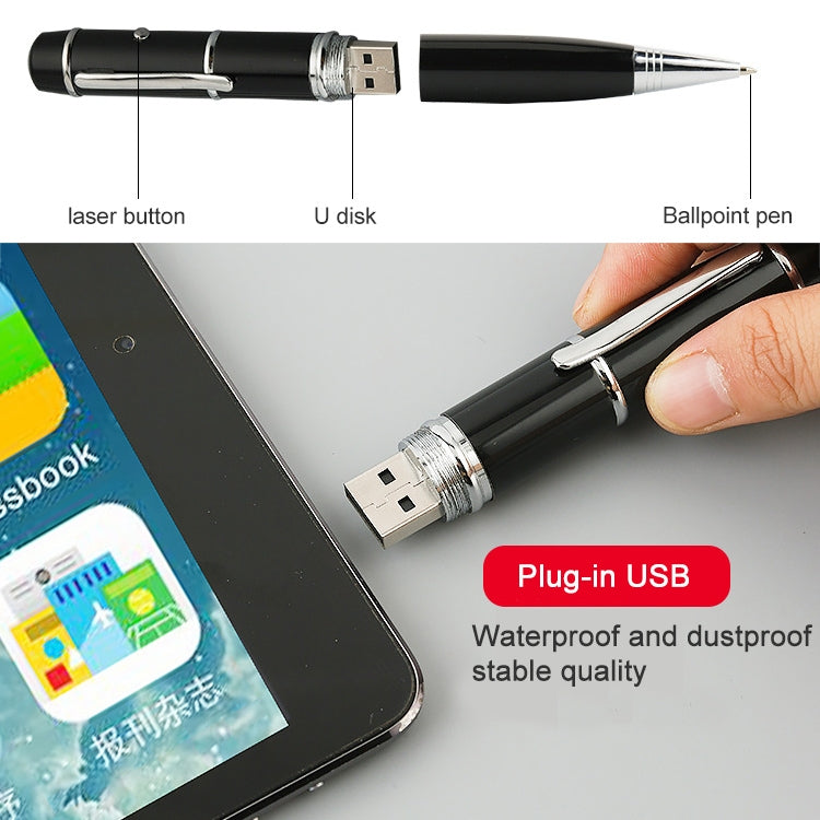 3 in 1 Laser Pen Style USB Flash Disk,2GB (Black)(Black) - USB Flash Drives by buy2fix | Online Shopping UK | buy2fix