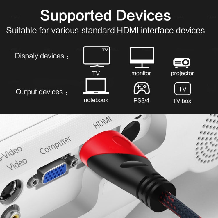 10m HDMI 1.4 Version 1080P Nylon Woven Line Red Black Head HDMI Male to HDMI Male Audio Video Connector Adapter Cable - Cable by buy2fix | Online Shopping UK | buy2fix