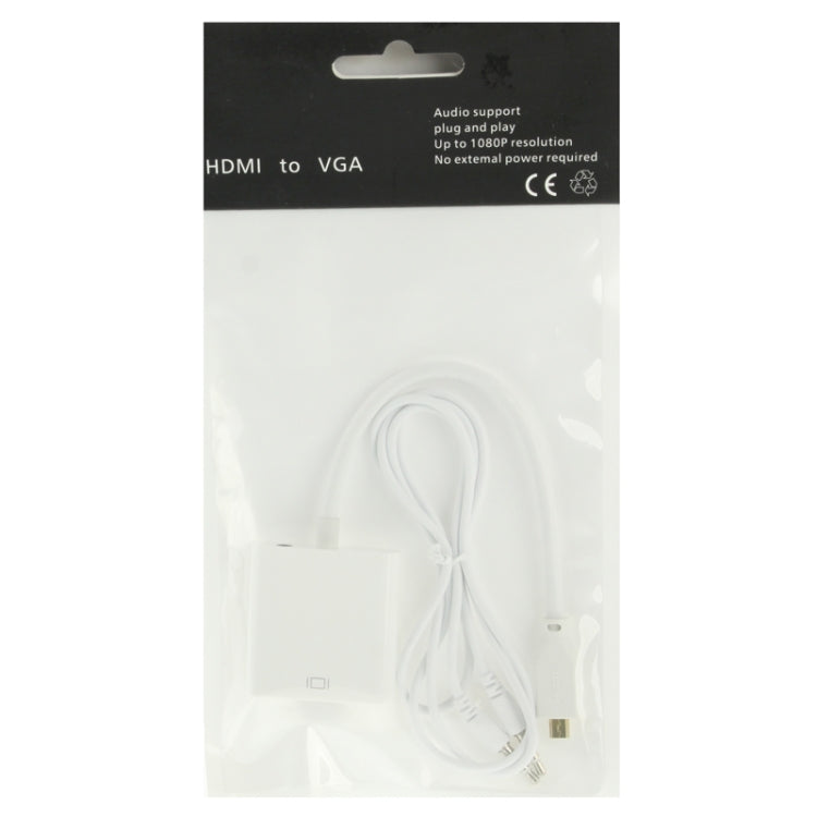 22cm Full HD 1080P Micro HDMI Male to VGA Female Video Adapter Cable with Audio Cable(White) - Cable by buy2fix | Online Shopping UK | buy2fix