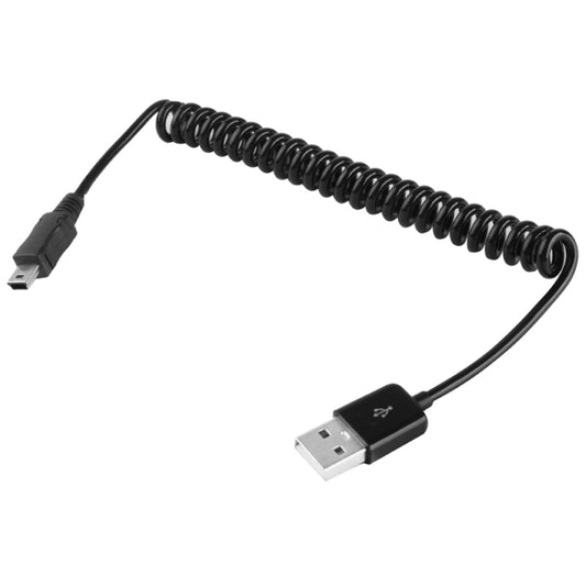 Mini 5-pin USB to USB 2.0 AM Coiled Cable / Spring Cable, Length: 25cm (can be extended up to 80cm)(Black) - USB Cable by buy2fix | Online Shopping UK | buy2fix