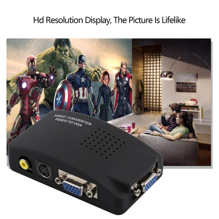 High Resolution (BNC) Video and S-Video to VGA Conversion(Black) - VGA Converter by buy2fix | Online Shopping UK | buy2fix